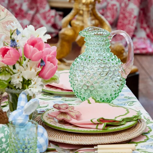Mrs. Alice Emerald Hobnail Jug with Rose Handle & Glasses (set of 6)< Glassware Sets
