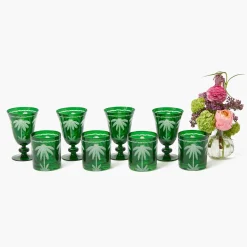 Mrs. Alice Emerald Palm Tree Glassware (Set of 8)< Summer Glassware | Glasses
