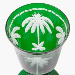 Mrs. Alice Emerald Palm Tree Wine Glasses (Set of 4)< Glasses