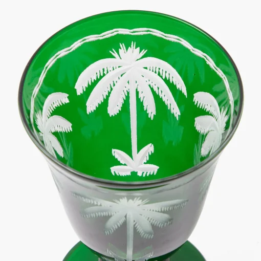 Mrs. Alice Emerald Palm Tree Wine Glasses (Set of 4)< Glasses