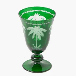 Mrs. Alice Emerald Palm Tree Wine Glasses (Set of 4)< Glasses