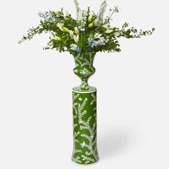 Mrs. Alice Emmeline Green Floral Urn & Pedestal< Vases | Vases & Planters