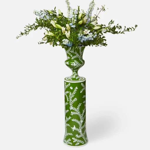 Mrs. Alice Emmeline Green Floral Urn & Pedestal< Vases | Vases & Planters