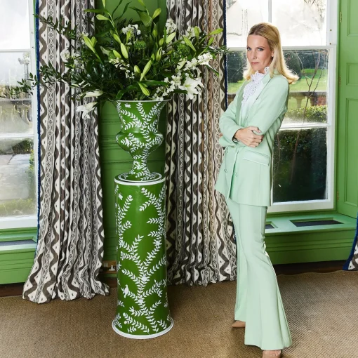 Mrs. Alice Emmeline Green Floral Urn & Pedestal< Vases | Vases & Planters