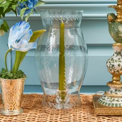 Mrs. Alice Engraved Glass Lantern< Summer Glassware | Summer Candleware
