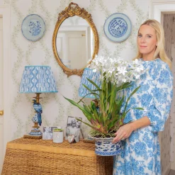 Mrs. Alice Faux Dancing Lady Orchid in Chinoiserie Planter< Year-round Decorations | Forever Blooms