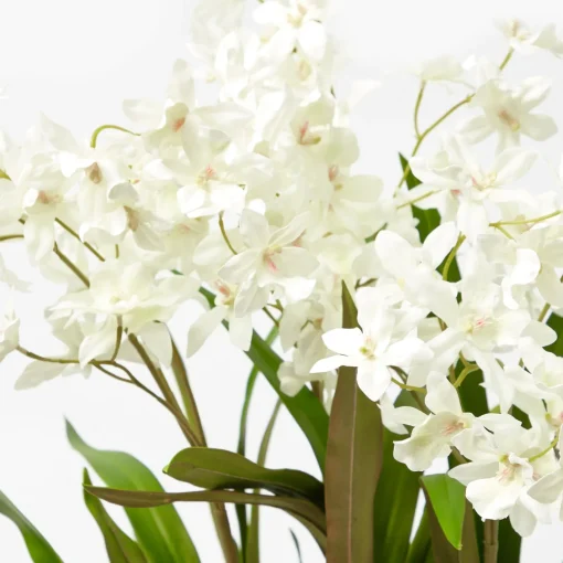 Mrs. Alice Faux Dancing Lady Orchid in Chinoiserie Planter< Year-round Decorations | Forever Blooms