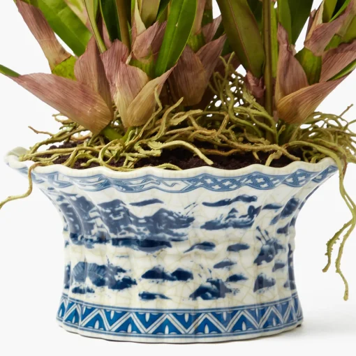 Mrs. Alice Faux Dancing Lady Orchid in Chinoiserie Planter< Year-round Decorations | Forever Blooms