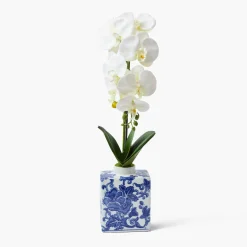 Mrs. Alice Faux Orchid in Chinoiserie Vase< Forever Blooms | Spring Decorations