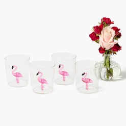 Mrs. Alice Faye Flamingo Glasses (Set of 4)< Glasses