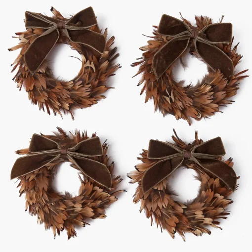 Mrs. Alice Feather Wreath (Set of 4)< Autumn Decorations