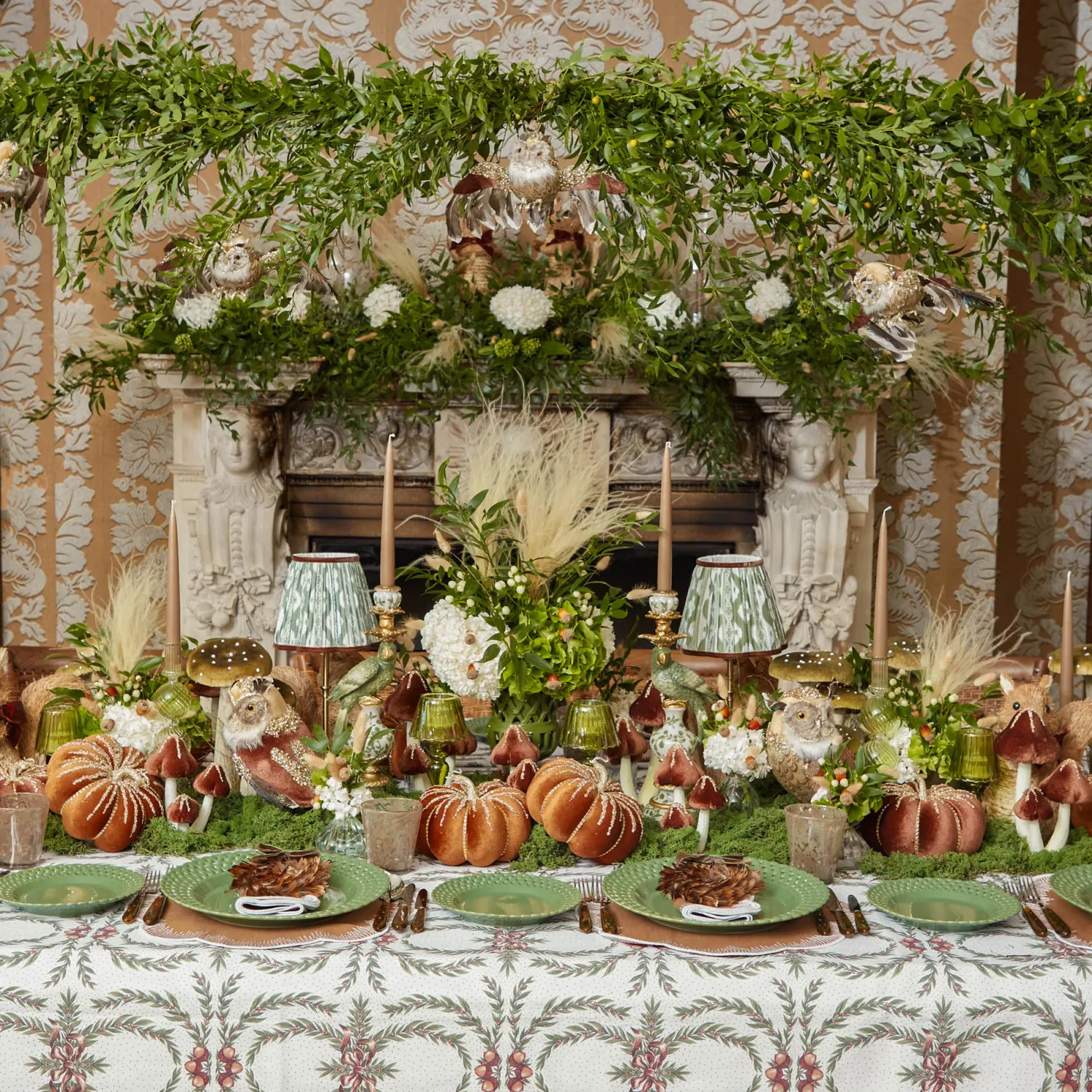 Mrs. Alice Feather Wreath with Chocolate Velvet Bows (Set of 4)< Autumn Decorations