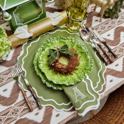 Mrs. Alice Feather Wreaths with Forest Green Velvet Bows (Set of 4)< Christmas Decorations