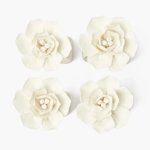 Mrs. Alice Fiore Porcelain Napkin Rings (Set of 4)< Napkin Rings & Bows | For The Hostess