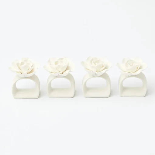 Mrs. Alice Fiore Porcelain Napkin Rings (Set of 4)< Napkin Rings & Bows | For The Hostess