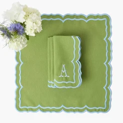 Mrs. Alice Fleur Green Napkins (Set of 4)< Summer Table Linen | Napkins