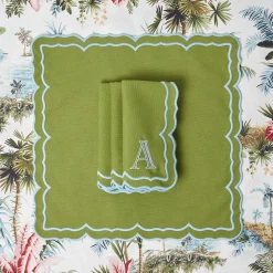 Mrs. Alice Fleur Green Napkins (Set of 4)< Summer Table Linen | Napkins