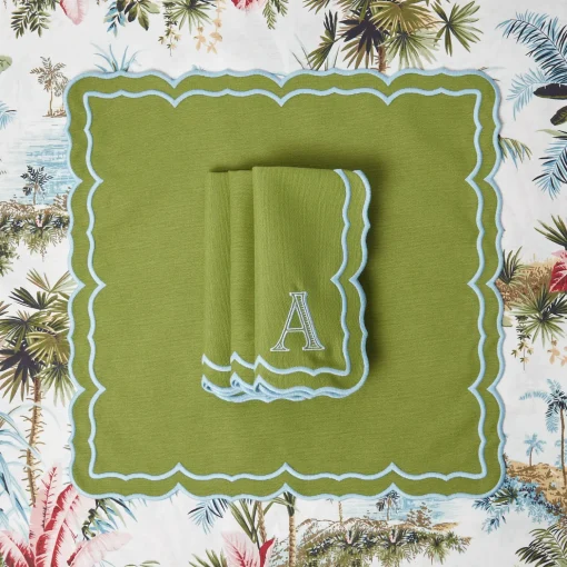 Mrs. Alice Fleur Green Napkins (Set of 4)< Summer Table Linen | Napkins