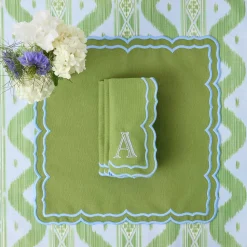 Mrs. Alice Fleur Green Napkins (Set of 4)< Summer Table Linen | Napkins