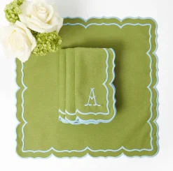 Mrs. Alice Fleur Green Napkins (Set of 4)< Summer Table Linen | Napkins