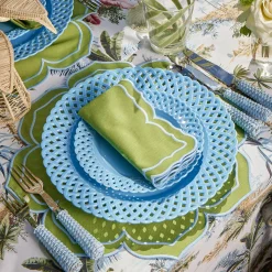 Mrs. Alice Fleur Green Placemats & Napkins (Set of 4)< Summer Table Linen | Table Linen Sets
