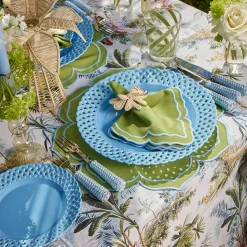 Mrs. Alice Fleur Green Placemats & Napkins (Set of 4)< Summer Table Linen | Table Linen Sets