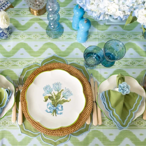 Mrs. Alice Fleur Green Placemats (Set of 4)< Summer Table Linen | Placemats