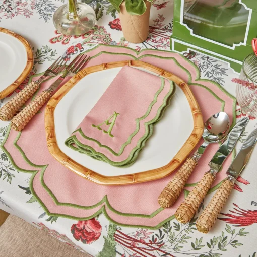 Mrs. Alice Fleur Pink Placemats & Napkins (Set of 4)< Table Linen Sets | Mrs. Alice Monogram
