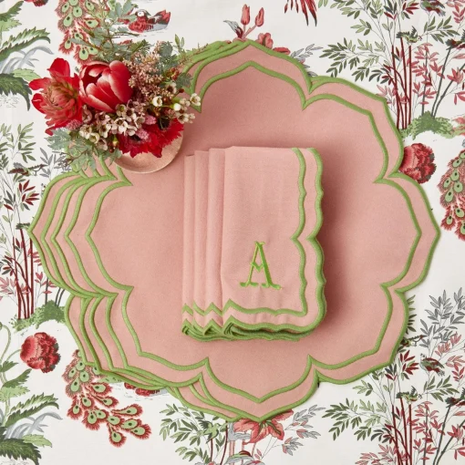 Mrs. Alice Fleur Pink Placemats & Napkins (Set of 4)< Table Linen Sets | Mrs. Alice Monogram