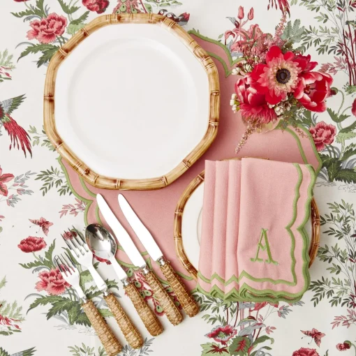Mrs. Alice Fleur Pink Placemats & Napkins (Set of 4)< Table Linen Sets | Mrs. Alice Monogram