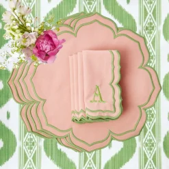 Mrs. Alice Fleur Pink Placemats & Napkins (Set of 4)< Table Linen Sets | Mrs. Alice Monogram