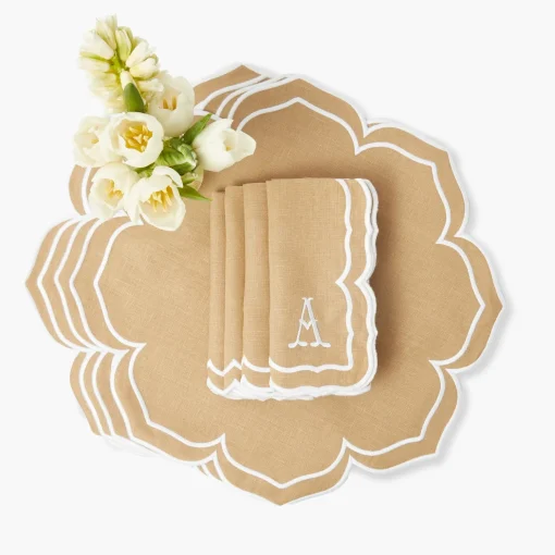 Mrs. Alice Fleur Sand Placemats & Napkins (Set of 4)< Summer Table Linen | Table Linen Sets