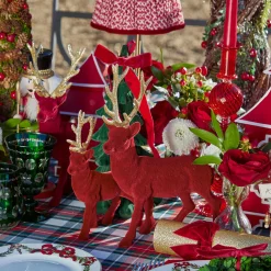 Mrs. Alice Flocked Burgundy Reindeer Family< Christmas Decorations