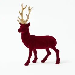 Mrs. Alice Flocked Burgundy Reindeer Family< Christmas Decorations