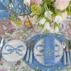 Mrs. Alice Floral Periwinkle Linen Placemats & Napkins (Set of 4)< Summer Table Linen | Table Linen Sets
