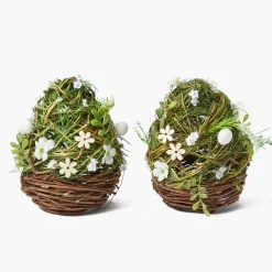 Mrs. Alice Floral Wicker Easter Egg (Pair)< Spring Decorations