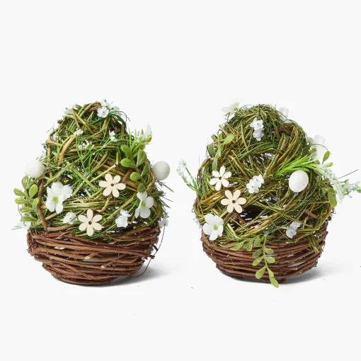 Mrs. Alice Floral Wicker Easter Egg (Pair)< Spring Decorations