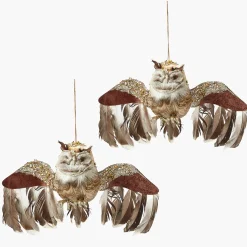 Mrs. Alice Flying Glitter Owl (Pair)< Autumn Decorations