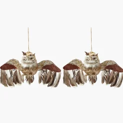 Mrs. Alice Flying Glitter Owl (Pair)< Autumn Decorations