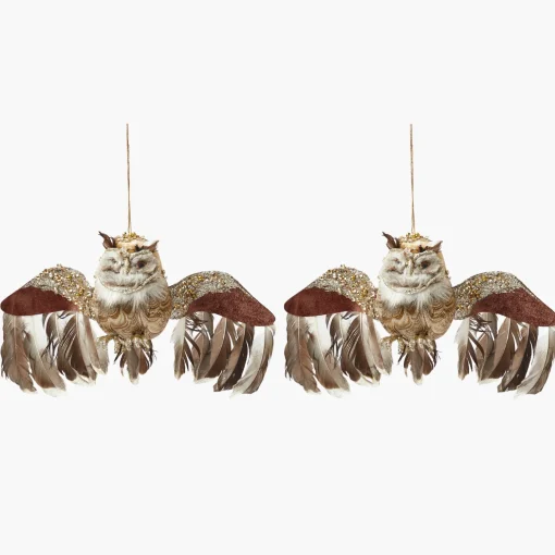 Mrs. Alice Flying Glitter Owl (Pair)< Autumn Decorations