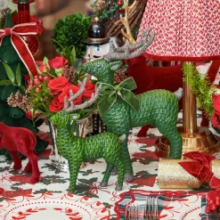 Mrs. Alice Forest Green Rattan Reindeer (Pair) - 30cm< Christmas Decorations