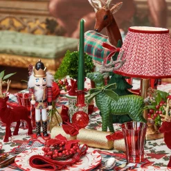 Mrs. Alice Forest Green Rattan Reindeer with Green Velvet Bows (Pair) - 30cm< Christmas Decorations