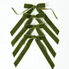 Mrs. Alice Forest Green Velvet Bow (Set of 4) - 20cm< Napkin Rings & Bows | For The Chalet