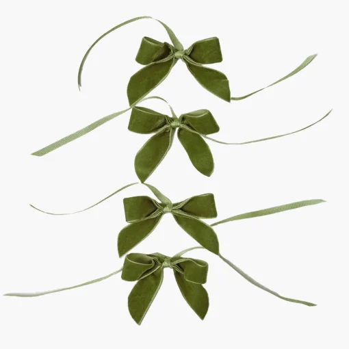 Mrs. Alice Forest Green Velvet Mini Bows (Set of 4)< Napkin Rings & Bows
