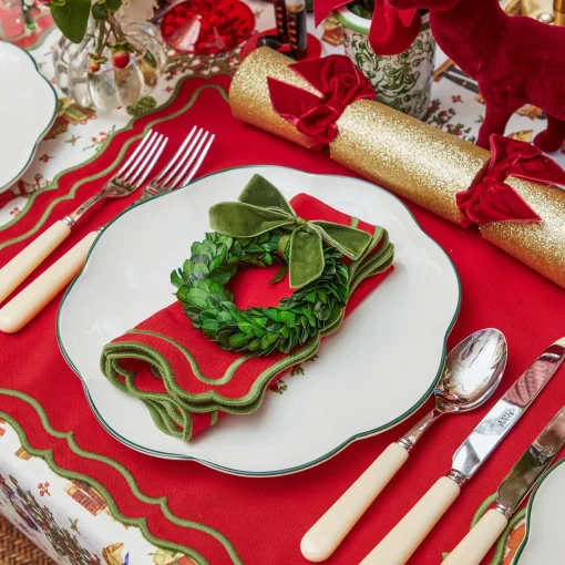 Mrs. Alice Forest Green Velvet Mini Bows (Set of 4)< Napkin Rings & Bows