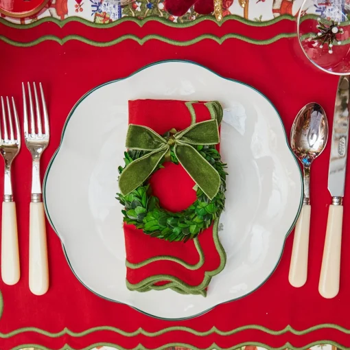 Mrs. Alice Forest Green Velvet Mini Bows (Set of 4)< Napkin Rings & Bows