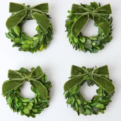 Mrs. Alice Forest Green Velvet Mini Bows (Set of 4)< Napkin Rings & Bows