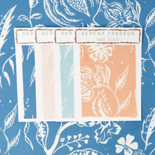 Mrs. Alice French Blue Chelsea Square Fabric< Serena Fresson Fabrics