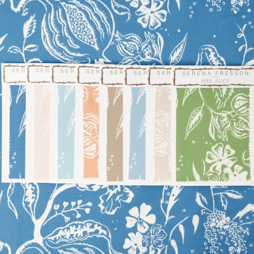 Mrs. Alice French Blue Chelsea Square Fabric< Serena Fresson Fabrics