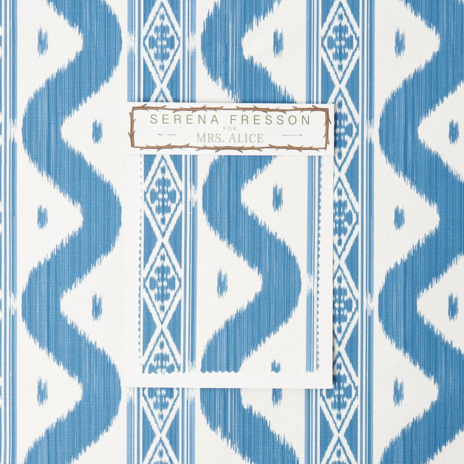 Mrs. Alice French Blue Ikat Stripe Fabric< Serena Fresson Fabrics